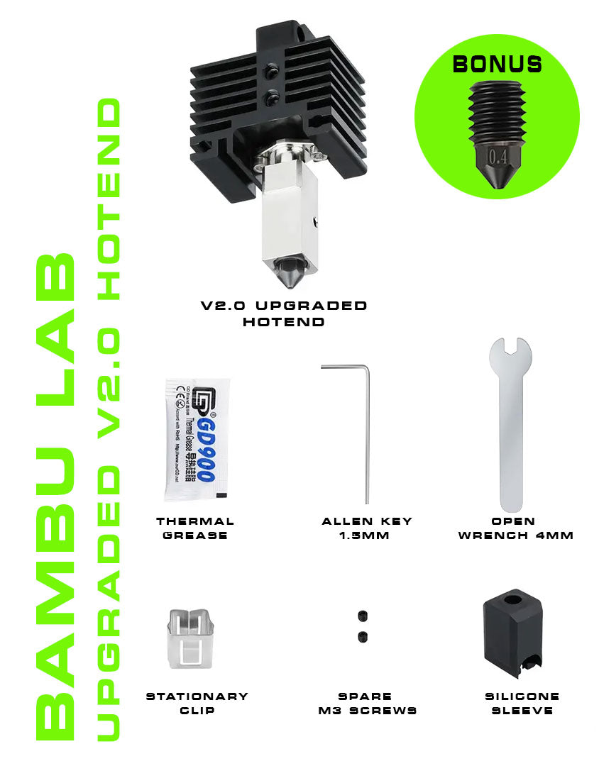 Upgraded All-Metal Hotend voor Bambu Lab P1S/P1P: 0,6 mm Hotend met gehard stalen mondstuk, 24 V 48 W keramische verwarming & hoge temperatuur thermistor - vervangende hotend voor P1-serie 3D-printers